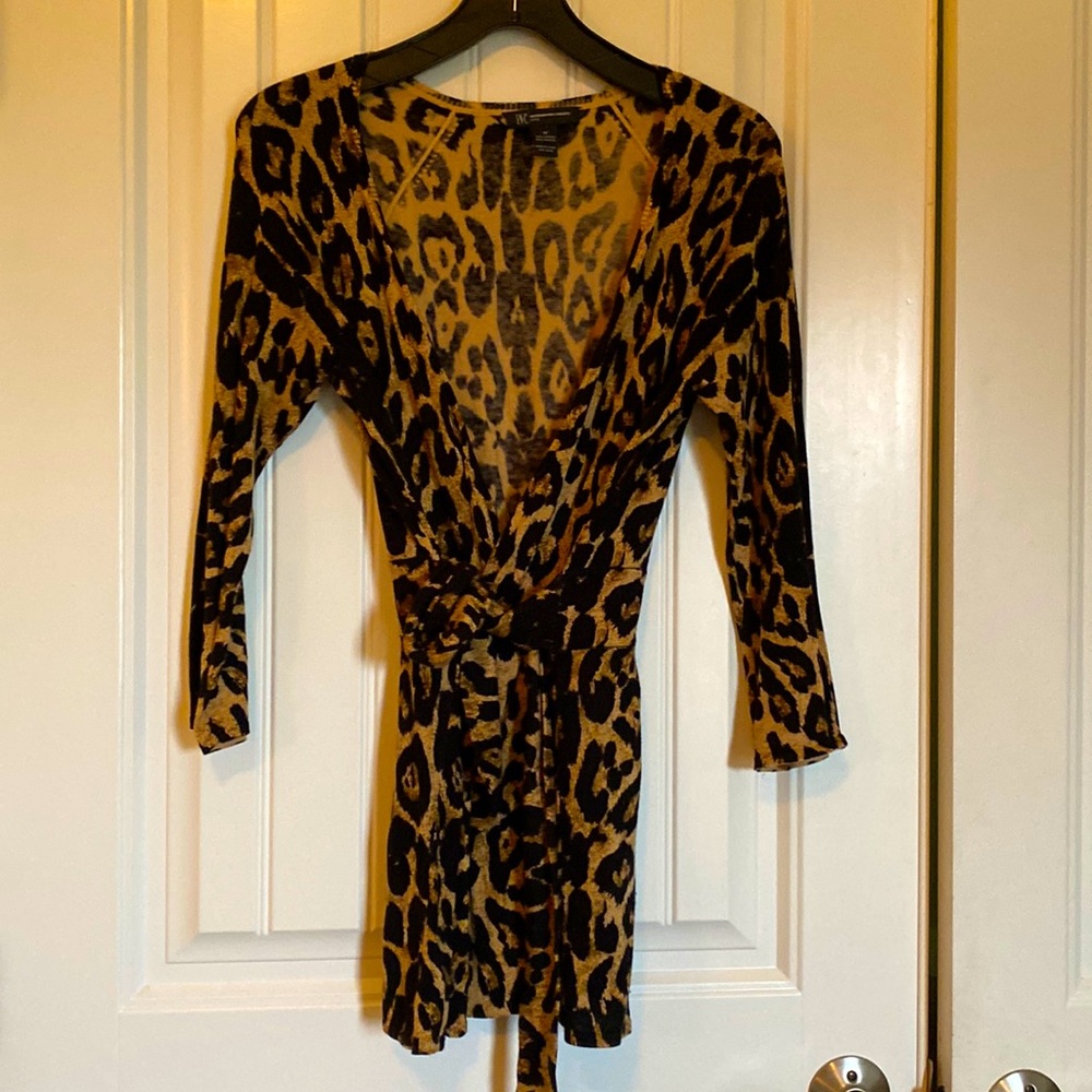Animal print wrap cardigan